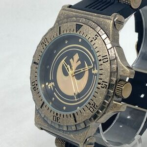 Star Wars Rebel Alliance Watch Men 48mm Brass Tone Black Accutime New Battery